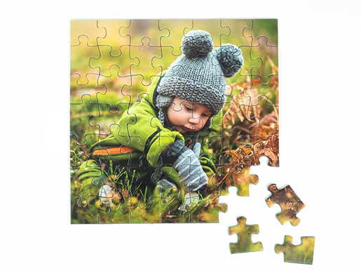49 Teile Fotopuzzle Draufsicht gelegt
